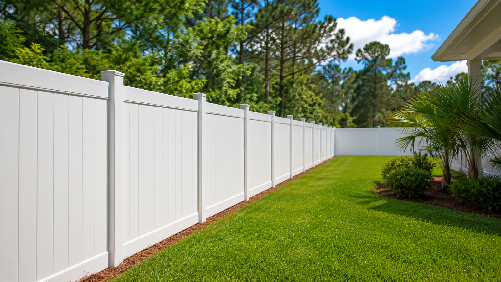Pensacola fence contractor installing privacy fencing for a clean residential backyard
