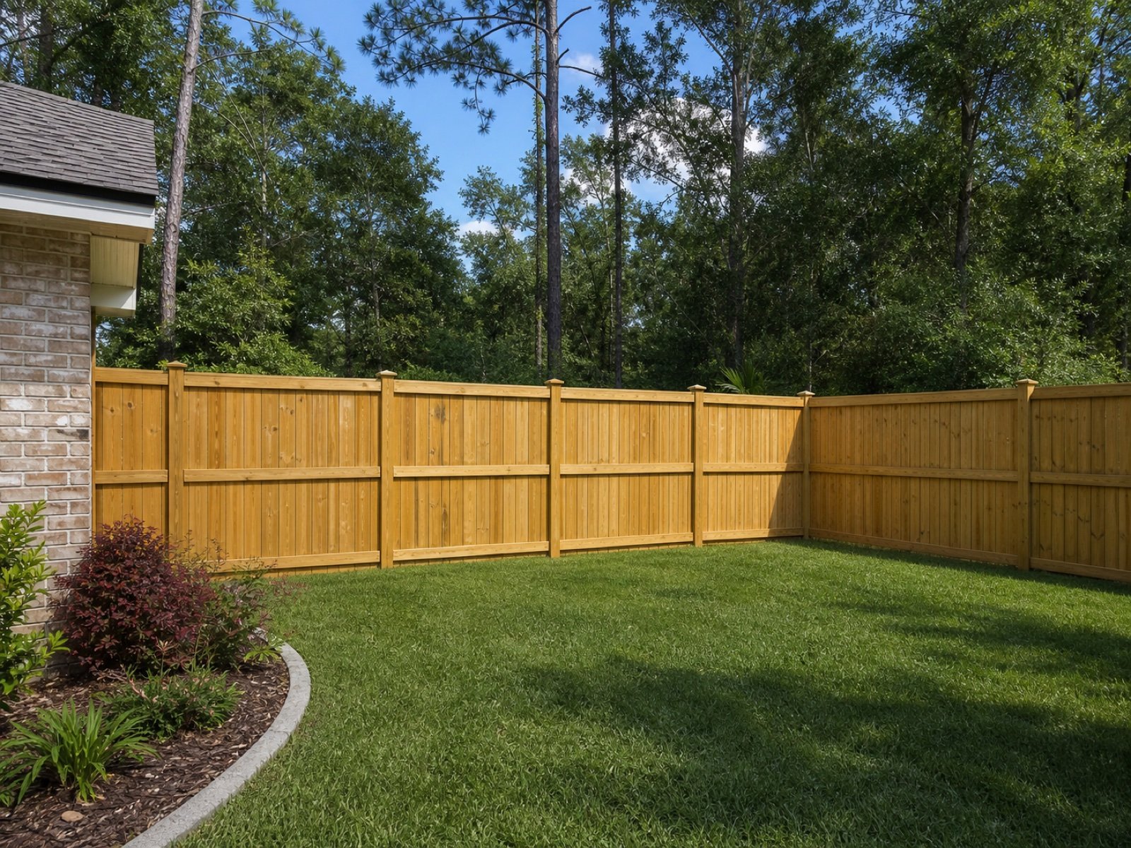 Backyard fence installation in Pace Florida
